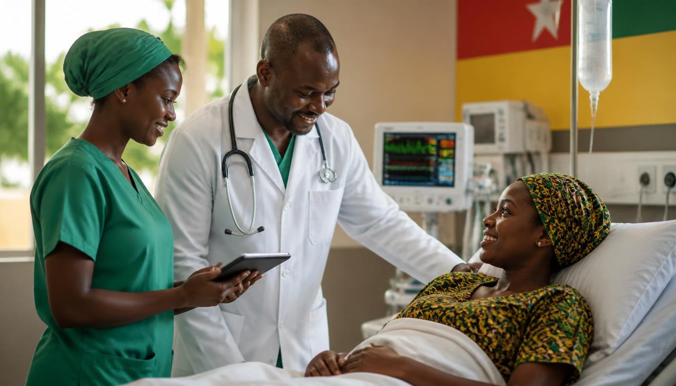 Équipe médicale soignant une patiente au Togo